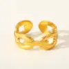 Wholesale Fashionable Geometric Round Open Ring Stainless Steel 18K Gold Plated Adjustable Size For Casual Weekend Selfie Street Style
