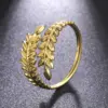 Wholesale 18K Gold Plated 316 Stainless Steel PVD Coated Pentagon Leaves Waterproof Non Tarnish Simple Style Open Rings For Women's