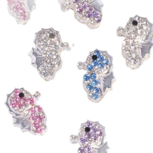 Wholesale Double-sided alloy full diamond seahorse straight hole loose beads beaded DIY mobile phone chain key chain bag chain jewelry accessories