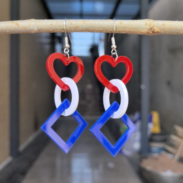 Wholesale Cross-border US Independence Day Stereo Rotating Love Round Square Triangle Acrylic Earrings Festival Earrings