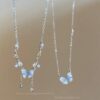 oly-98ed6dc5815cad4cc3c4c0becd05db3b Wholesale Ice Crystal Gradient Pearl Butterfly Tassel Necklace Women's Ins Summer Exquisite High-grade Clavicle Chain Sweet Cool Girl Necklace