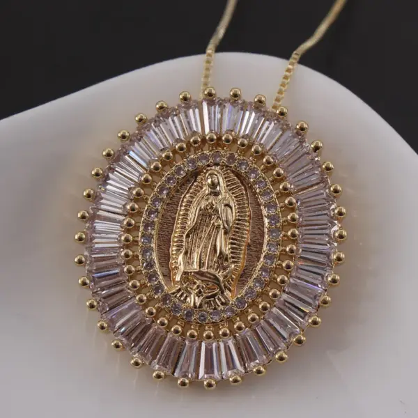 Wholesale Copper Rose Gold Plated Gold Plated Retro Commute Plating Inlay Portrait Zircon Pendant Necklace