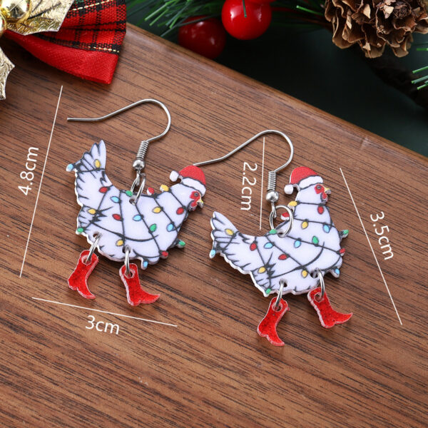 Wholesale Christmas Lights Hen Patchwork Acrylic Earrings