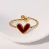 Wholesale PVD Coated Real Gold Plated 18K Gold Heart Shape 304 Stainless Steel Cute Vintage Style Waterproof Non Tarnish Open Rings