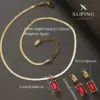 304 Stainless Steel 18K Gold Plated Glam Luxurious XUPING Plating Inlay Rectangle Artificial Gemstones Earrings Necklace