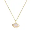 Wholesale Jewelry IG Style Novelty Planet Titanium Steel Cat's Eye Stone Zircon Plating Inlay Pendant Necklace