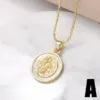 Wholesale Copper Bamboo Necklace 18K Gold Plated Plating Inlaid Shell Cross Virgin Mary Pendant Necklace