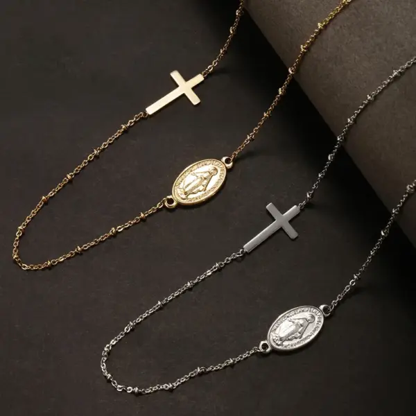 Wholesale 304 Stainless Steel 18K Gold Plated Raw Steel XUPING Simple Style Human Cross Necklace