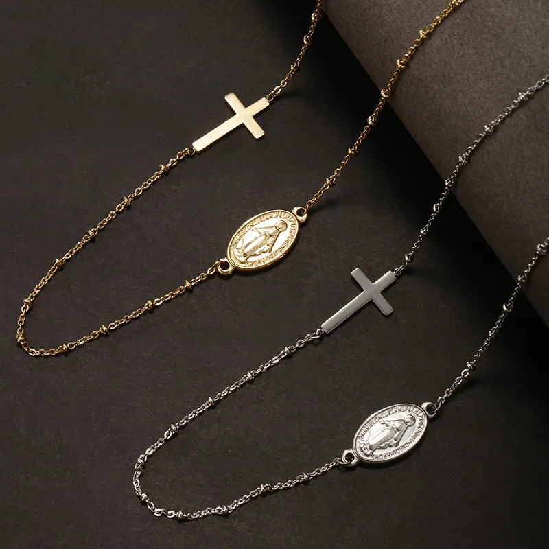 Wholesale 304 Stainless Steel 18K Gold Plated Raw Steel XUPING Simple Style Human Cross Necklace