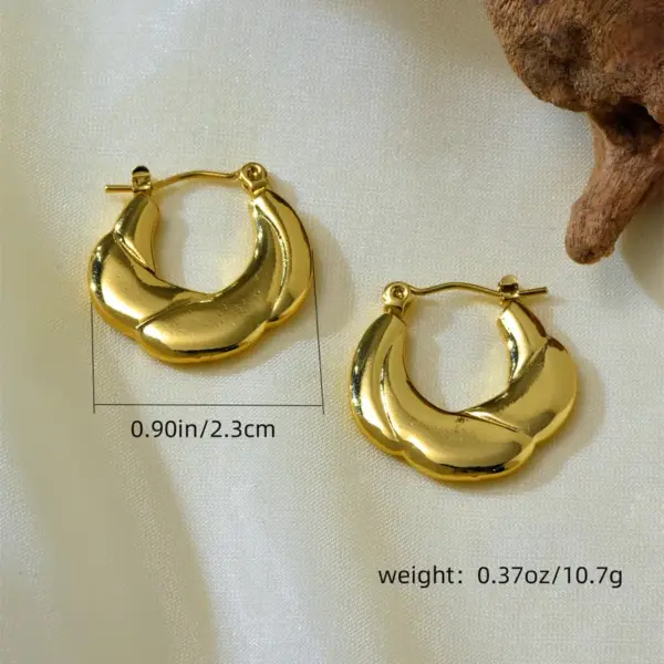 Electroplating 18K Gold Golden Plated Irregular 304 Stainless Steel Simple Style Hoop Earrings