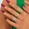 Wholesale PVD Coated Real Gold Plated 18K Gold Circle 304 Stainless Steel Casual Simple Style Waterproof Non Tarnish Adjustable Ring