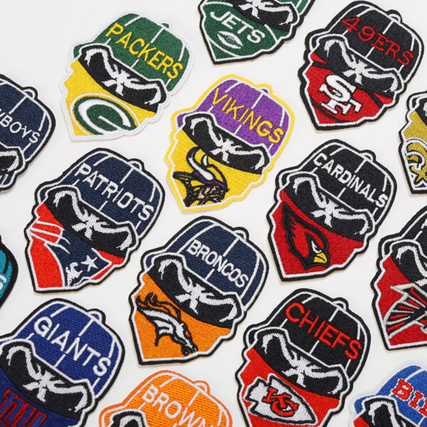 Wholesale Sports Embroidered Fabric Patch American Football Mask Embroidered Patch