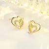 Wholesale Fashion Heart Shape Copper Inlay Zircon Ear Studs 1 Pair
