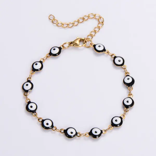 Wholesale PVD Coated 18K Gold Plated Devil'S Eye 304 Stainless Steel Classical Roman Style Waterproof Non Tarnish Bracelets Necklace