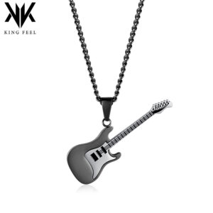 oly-990db1747961f710620c20a845675b93 Wholesale Cross-border European and American Titanium Steel Guitar Pendant Music Fashion Men's Metal Musical Instrument Necklace Gender-free Personalized First Jewelry