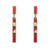 Wholesale European and American exaggerated personality long leather earrings alloy inlaid turquoise red brown leopard print leather temperament party earrings