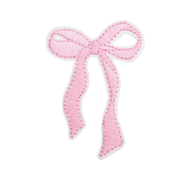 Wholesale Cherry Bow Embroidered Cloth Sticker Hairpin Decoration Bow Patch Sticker Bag Embroidered Pink Ribbon