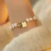 Elegant Retro Letter Heart Shape Freshwater Pearl Mixed Materials Bracelets In Bulk