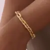 Wholesale PVD Coated Real Gold Plated 18K Gold Solid Color 304 Stainless Steel Simple Style IG Style Waterproof Non Tarnish 304 Stainless Steel Chain Bracelet
