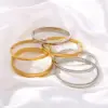 Wholesale 304 Stainless Steel Round Oval PVD Coated 18K Gold 18K Real Gold Plated Real Gold Plated Simple Style Waterproof Non Tarnish Polishing Gold Silver Bangle