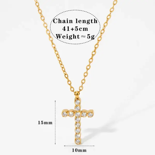 Wholesale PVD Coated Real Gold Plated 16K Gold White Gold Plated Cross 304 Stainless Steel Modern Style Artistic Waterproof Non Tarnish 304 Stainless Steel Necklace