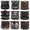 oly-992916a136b1aa99e6c136a78e40a9d9 Wholesale Men's Woven Leather Bracelets, Multi-Layered Set Skull Bracelets, Genuine Leather Bracelets