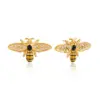 Wholesale Women's Classic 18K Gold Stainless Steel Zircon Bee Earrings Jewelry Pair Vacuum Plated 304 Stainless Steel Stud Earrings