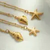 PVD Coated Real Gold Plated Tortoise Starfish Shell 304 Stainless Steel Marine Style Simple Style Commute Waterproof Non Tarnish 304 Stainless Steel Lobster Trigger Clasp Closure Pendant Necklace