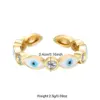 Wholesale Copper 18K Gold Plated Casual Vintage Style Cool Style Enamel Plating Inlay Eye Rhinestones Open Rings