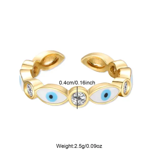 Wholesale Copper 18K Gold Plated Casual Vintage Style Cool Style Enamel Plating Inlay Eye Rhinestones Open Rings