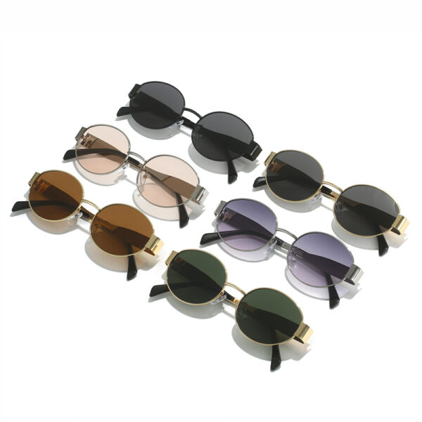 Wholesale 2024 Cross-Border New Oval Sunglasses Amazon Hot Lenses Small Round Metal Fashion Sunglasses for Men and Women