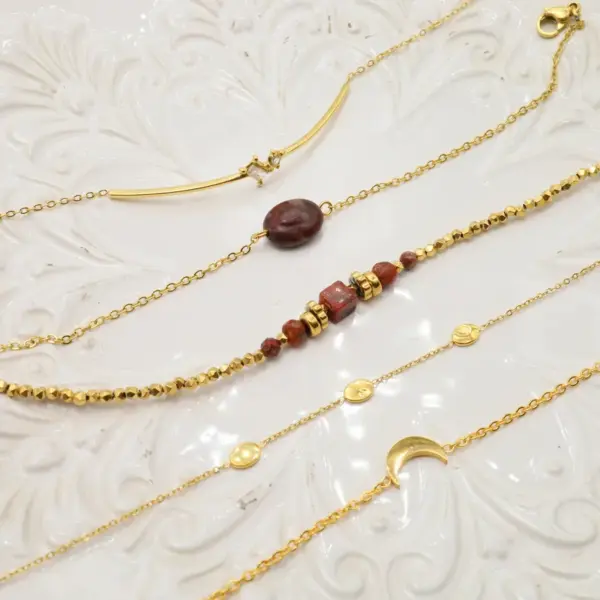 oly-9942df3ac4c2f77a5a57397e5e42db50 Wholesale PVD Coated Real Gold Plated Geometric Titanium Steel Fashion Waterproof Non Tarnish Bracelets