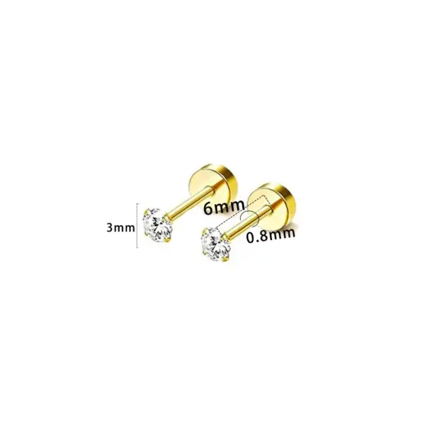 Wholesale 14K Gold Plated 316 Stainless Steel Zircon Star Casual Formal Simple Style Ear Studs For Unisex