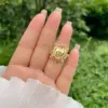 Wholesale Rack Plated Long-Lasting 18K Gold Geometric Heart Shape Copper Basic Retro Classic Style Open Rings