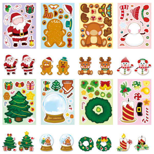 Wholesale 8/Pack Christmas Face Changing Stickers