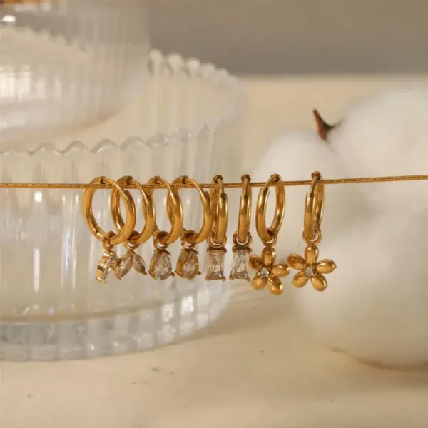 PVD Coated Real Gold Plated 18K Gold Water Droplets Rectangle 304 Stainless Steel Simple Style Waterproof Non Tarnish Drop Earrings