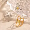 Wholesale Ion Plating (IP) 18K Gold Plated Flower 304 Stainless Steel Elegant Glam Hip-Hop Waterproof Non Tarnish Open Rings