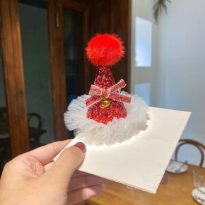 Gauze skirt sequin cap clip red#