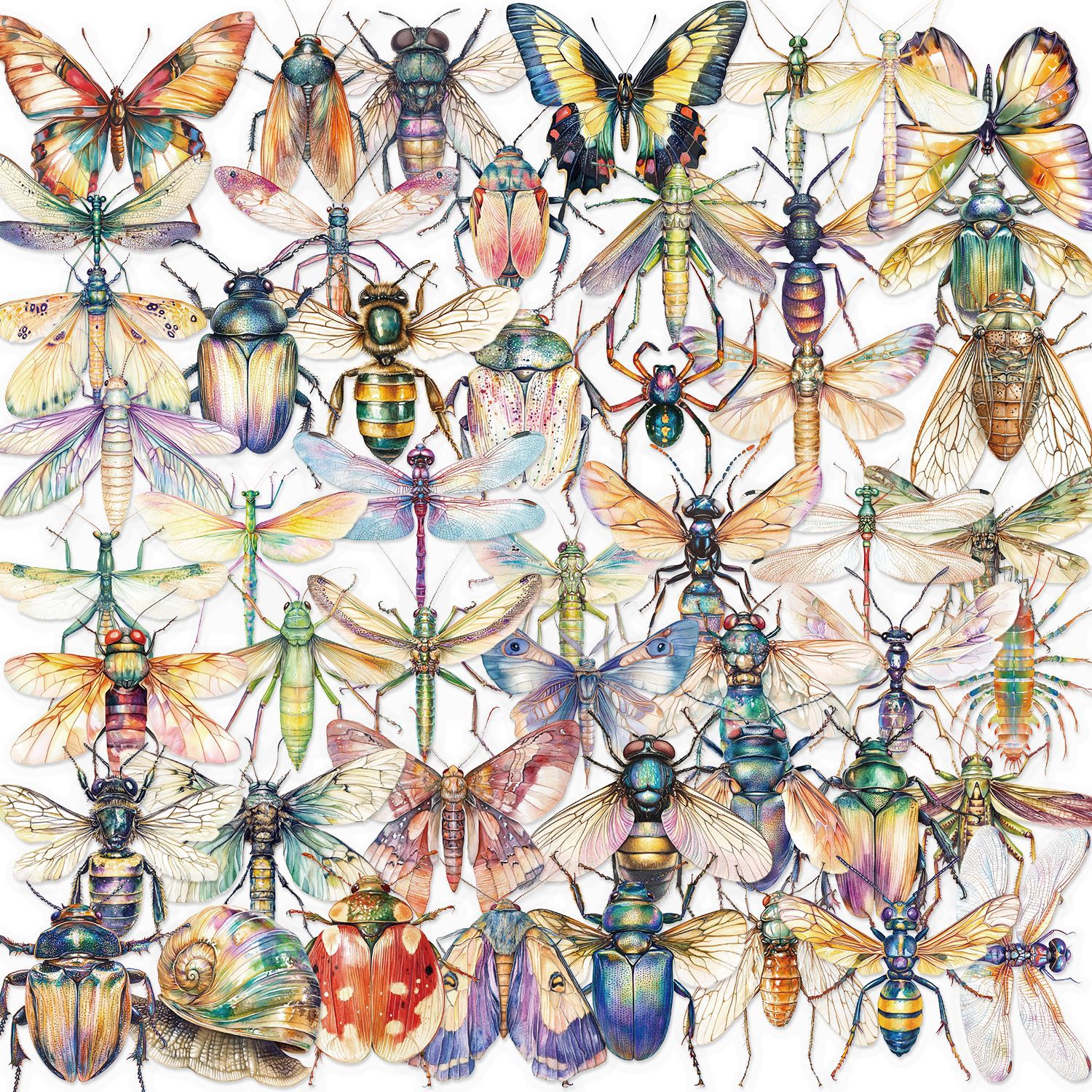 Wholesale 50 sheets transparent ins insect sticker bag waterproof transparent PET hand aount decoration guitar notebook cross-border