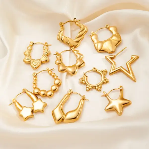 Wholesale 1 Pair Classic Style U Shape Geometric Irregular Plating Titanium Steel Earrings