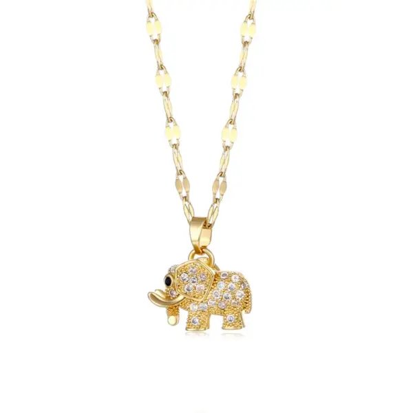 Water Plating Vacuum Real Gold Plated 18K Elephant 304 Stainless Steel Casual Waterproof Non Tarnish 201 Pendant Necklace