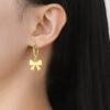 Wholesale Cute Small Bow Hanging Earrings Women's Girls Stainless Steel Bow Tie Hoop Earrings Sweet Jewelry Birthday Gift