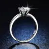 Tiktok Kuaishou Live Broadcast Celebrity Same Fashion Women's Diamond Ring Six-claw 1 Karat Couple Women's Ring Open Wedding Ring