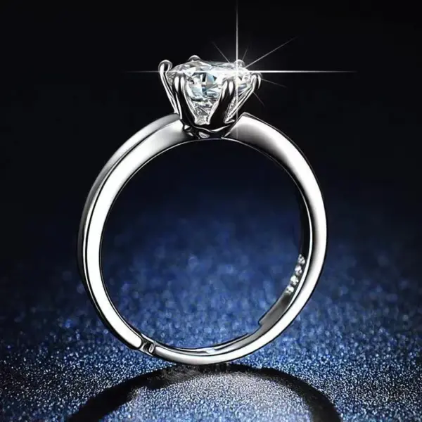 Tiktok Kuaishou Live Broadcast Celebrity Same Fashion Women's Diamond Ring Six-claw 1 Karat Couple Women's Ring Open Wedding Ring