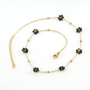 Black-Necklace / 18k gold plating