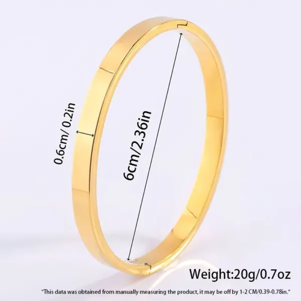 Wholesale PVD Coated Real Gold Plated 18K Gold Solid Color 304 Stainless Steel Simple Style Waterproof Non Tarnish 304 Stainless Steel Bangle