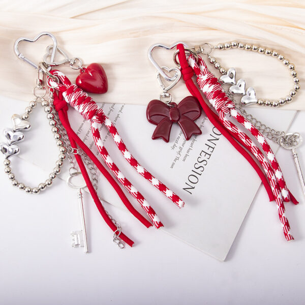 Wholesale Red love diy bow braided rope bag pendant