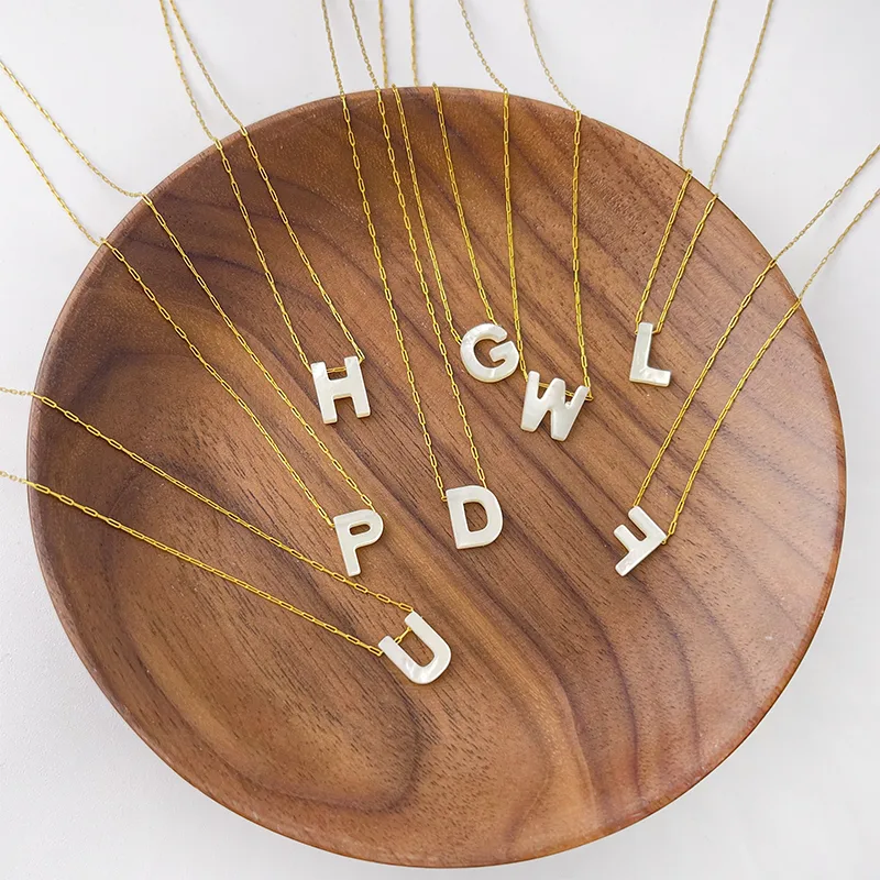 Wholesale 304 Stainless Steel Letter PVD Coated Shell Real Gold Plated Simple Style Waterproof Non Tarnish Irregular Surgical Steel Gold Pendant Neckl