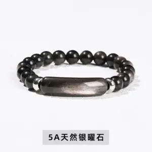 5A Natural Silver Stone Bridge Bracelet / 8mm Long Tube 10 * 39mm