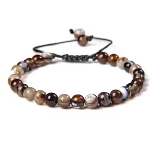 Dark Coffee Striped Agate / 6mm (Stretchable)